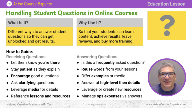 Questioning Course Content Handling Student Questions In Your Creative Online Courses - Artsy ...